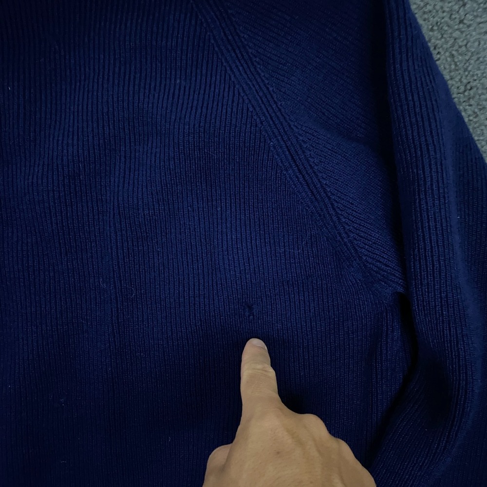 True Vintage 50s 60s Mr. Sid Sweater FITS Men Small Ribbed Knit Wool V-Neck Blue - Picture 12 of 16